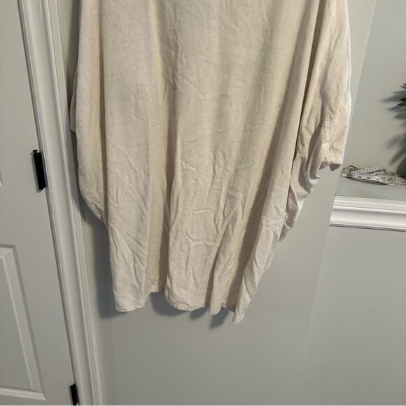 Myrah Penaloza Tan Cream Linen Blend Button Front Mini Dress M/L - Picture 5 of 12